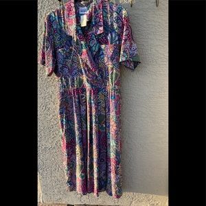 VINTAGE 80"s LESLIE FAYE DRESS size 10 Paisley Print